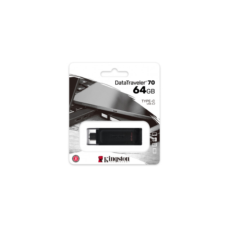 Kingston DataTraveler 70 - 64GB, USB-C 3.2